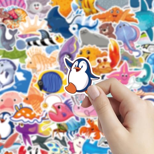 80 Pack Ocean Animal Stickers for Kids - Waterproof Vinyl Decor
