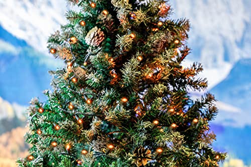 Amber LED Christmas String Lights 25ft 50 LEDs Green Wire UL Listed - Novelty Lights