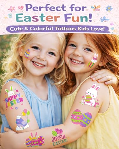 Easter Temporary Tattoos for Kids - 56 Waterproof Designs Party Favors