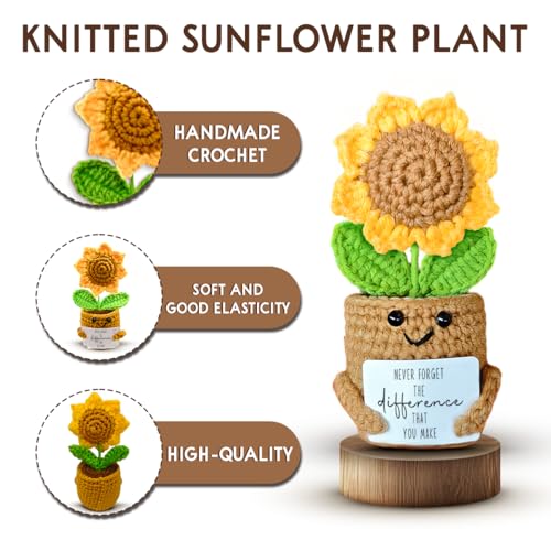 Mini Sunflower Crochet Gift - Handmade Farewell Gift for Women
