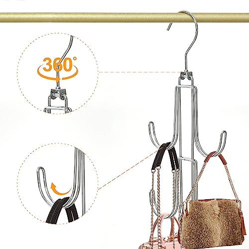 Baoswi 4-Tier Purse Organizer - Silver Metal Hanging Bag Holder