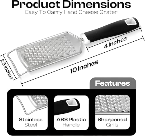 Handheld Cheese Grater - Stainless Steel, Rust-Proof Kitchen Tool