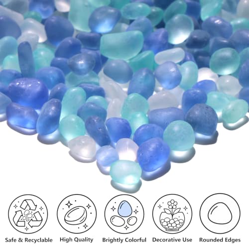 Frosted Sea Glass Stones - 0.9LB Decorative Pebbles for Crafts & Decor
