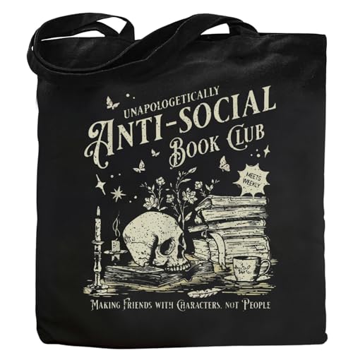 Kimoli Book Lovers Canvas Tote Bag - Cute Book Club Gift for Readers Women