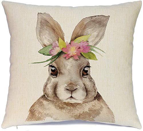 Easter Pillow Covers 20x20 Set of 4, Farmhouse Linen Decorative Cases
