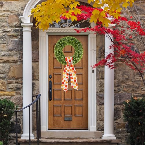 Harvest Pumpkin Satin Sash Garland Ribbon for Wreaths - Fall Decor, 4.5x56 Inches, Outdoor Fabric, 2 Pieces