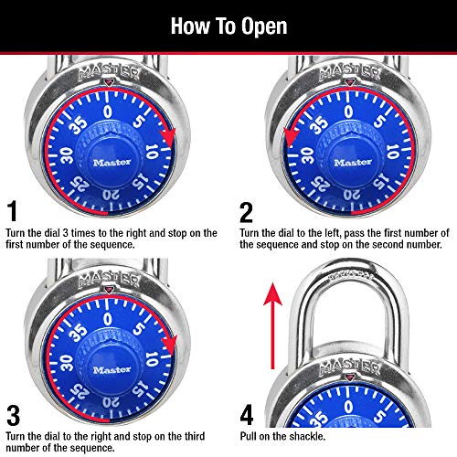 Master Lock 3-Digit Combination Padlock for Gym and School Lockers - Blue