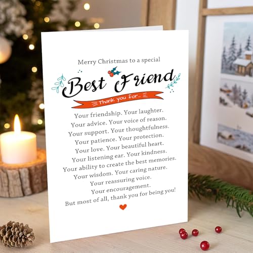 Merry Christmas Card for Best Friend - Holiday Thank You Note