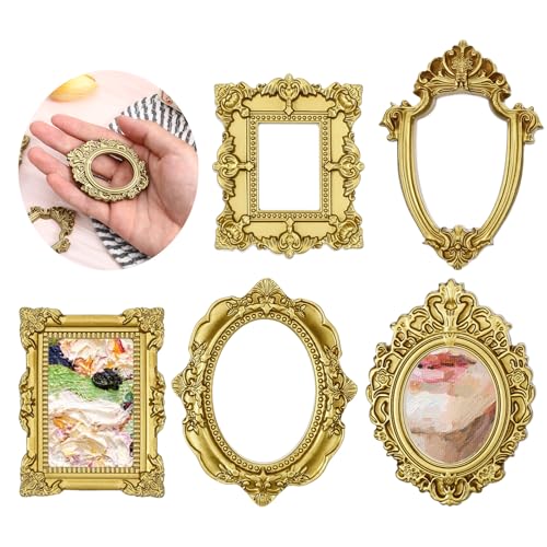 Sibba Vintage Mini Gold Baroque Picture Frames - 5 Pack