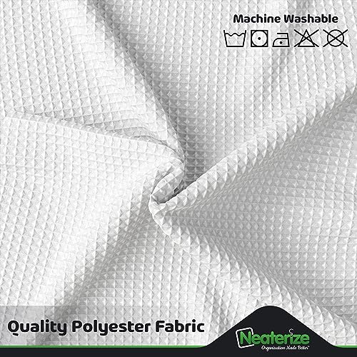 NEATERIZE Waffle Shower Curtain, 72x72 Inch Hotel Style Fabric - White