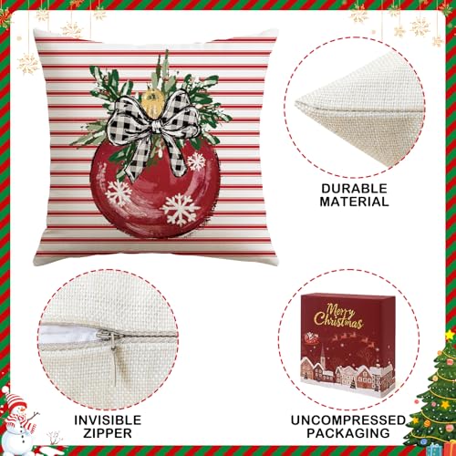 Artscope Christmas Throw Pillow Covers Set of 4 - 18x18 Inch Holiday Decor
