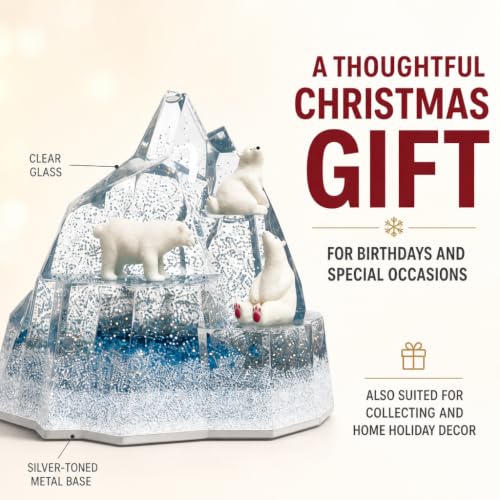 Christmas Snow Globe with Glass Dome and Silver Base - Holiday Decor, 2.65 Inch