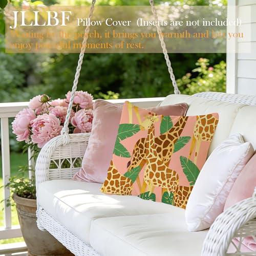 Giraffe Pillow Cover 18x18 Double-Sided Flannel for Kids Room