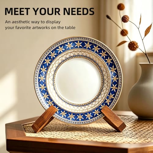 6.5 Inch Wooden Plate Rack - Multifunctional Desktop Display Stand