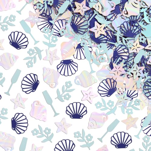 Coastal Foil Confetti Pack - 200 Pieces for Beach Party & Bachelorette Decor