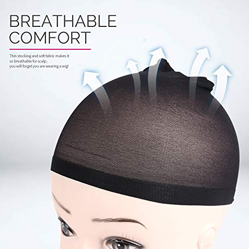 FANDAMEI Nylon Wig Caps 4 Pcs Stocking Wig Caps for Women Black