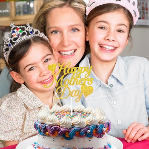 Happy Mother's Day Glitter Cake Topper Set - Red Party Decor