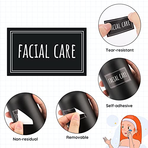 Segbeauty Waterproof Soap Dispenser Labels S+D+F-Black - 36 Pack Minimalist Stickers for Bottles