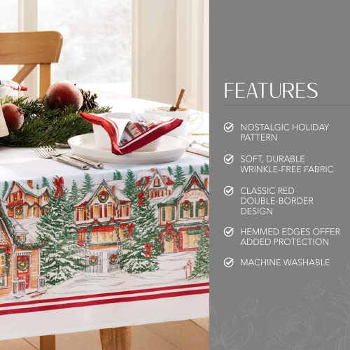 Threadmade Storybook Christmas Village Holiday Tablecloth 102" x 60" - Multicolor