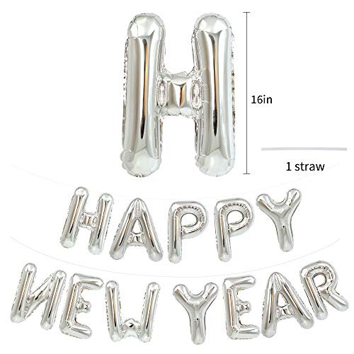 TONIFUL Happy New Year Balloons - 16 Inch Mylar Foil Banner for 2025