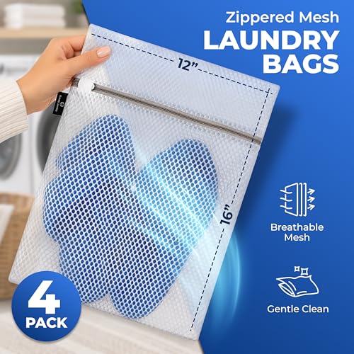 4-Pack 12x16 Honeycomb Laundry Mesh Bags for Delicates - Handy Laundry