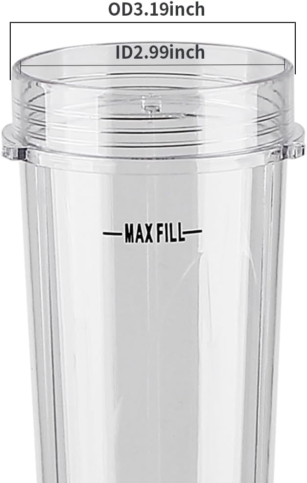 Ninja Blender Replacement Parts - 16oz Single Serve Cup with Sip & Seal Lid | 2 Pack Compatible with BL200, BL201, BL203QBK