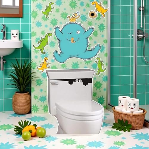 3D Monster Toilet Seat Sticker Waterproof Vinyl Decal 2-Pack