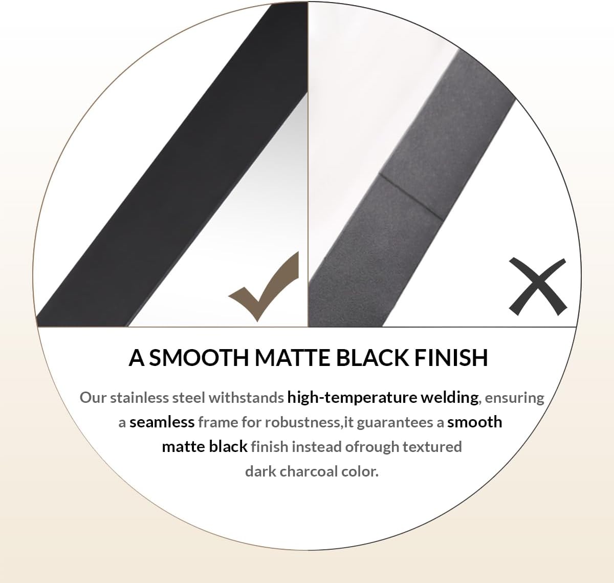 ANDY STAR Square Wall Mirror - 24”x24” Matte Black Metal Mirror with Rounded Corners | Premium Stainless Steel Frame