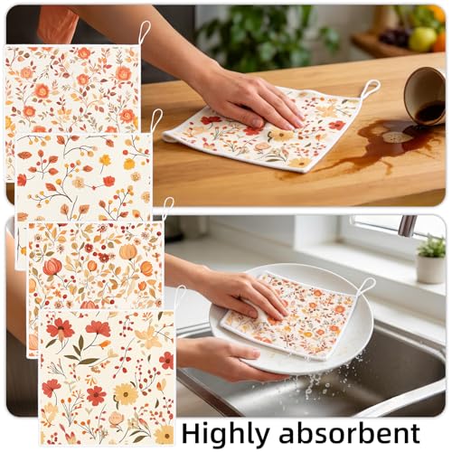 AiHeart 8-Pack Microfiber Kitchen Dish Cloths with Hanging Loop