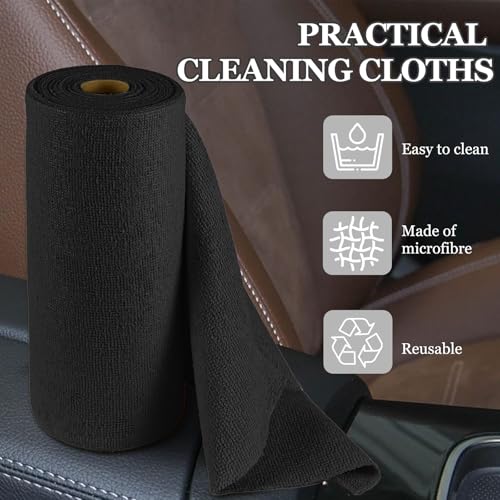 50PCS Microfiber Cleaning Cloth Roll - 10"x10" Washable Rags, Black