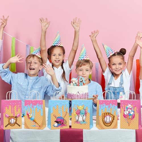 12 Pcs Baseball Ice Cream Drip Gift Bags with Handles