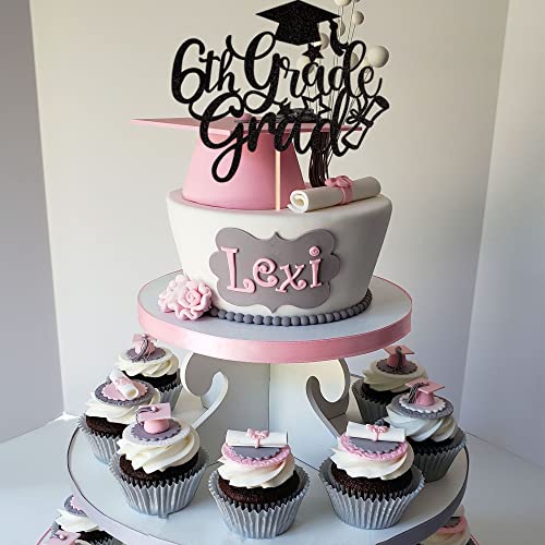 6th Grade Graduation Cake Topper - Class of 2026 Glitter Design