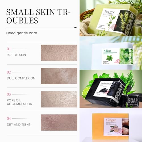 BEUKING Tea Tree Handmade Soap Bar for Face and Body, Moisturizing Cleansing Bar