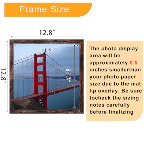 12x12 Picture Frame in Brown - Rustic Engineered Wood for Diamond Art