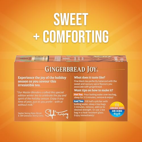 Twinings Gingerbread Joy Holiday Black Tea Bags, 20 Count