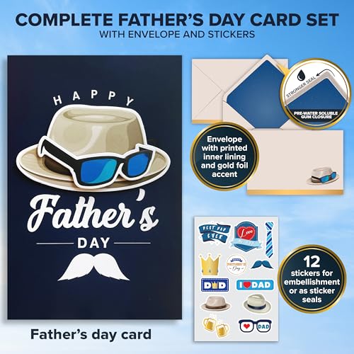 Premium Father's Day Card for Dad with Hat & Sunglasses Cutouts