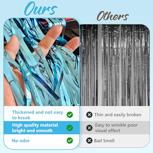 Yorr Under The Sea Party Decorations - 2 Blue Fringe Backdrops & Bubble Garland