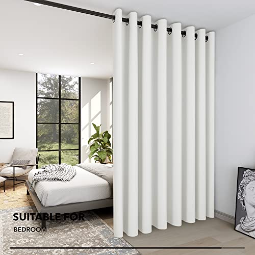 Deconovo Extra Wide Blackout Room Divider Curtain, 100"W x 95"L, Pure White