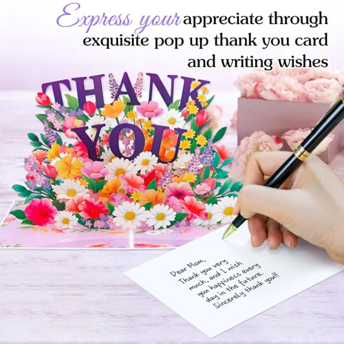 3D Pop Up Thank You Card - Paper Flowers Design (A-Style 1)