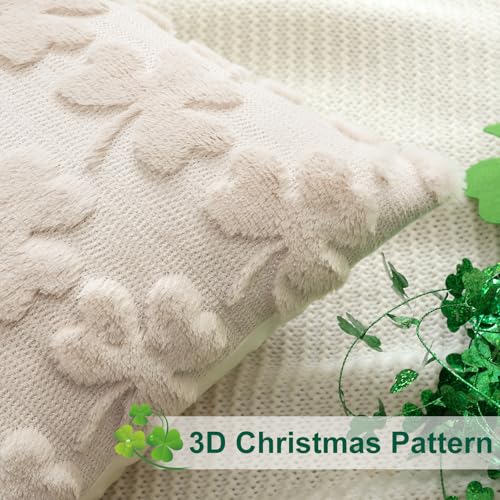 Set of 2 St. Patrick's Day Pillow Covers - Plush Velvet Shamrock 14x14 Inch