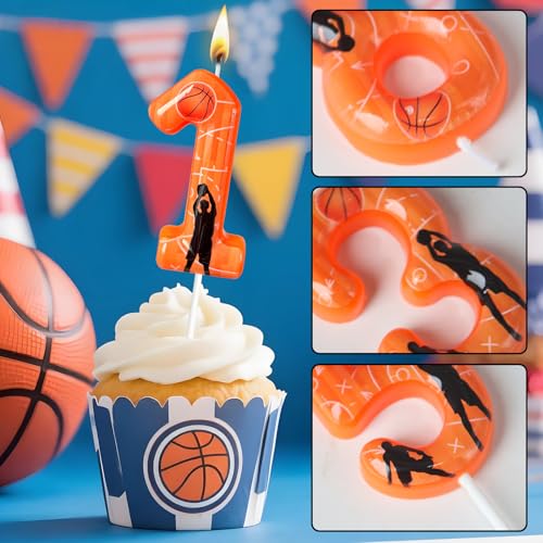Number 10 Basketball Birthday Candle - Sports Theme Cake Topper