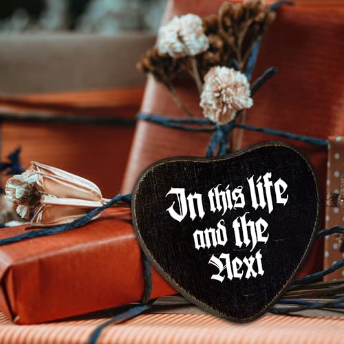 In This Life And The Next Gothic Heart Wooden Wall Sign - 6x5.5 inch