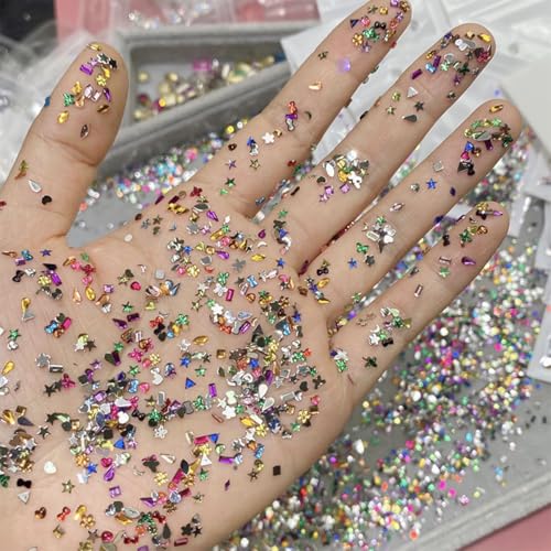 3000Pcs 3D Colour Nail Charms Multi Shape French Rhinestones & Gems