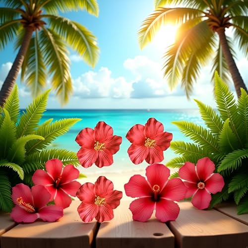 Red Hawaiian Flower Hair Clips 3-Pack - Tropical Hair Accessories