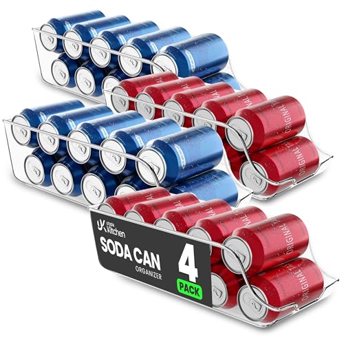Utopia Kitchen Soda Can Organizer for Fridge & Pantry, 4 Pack, Clear
