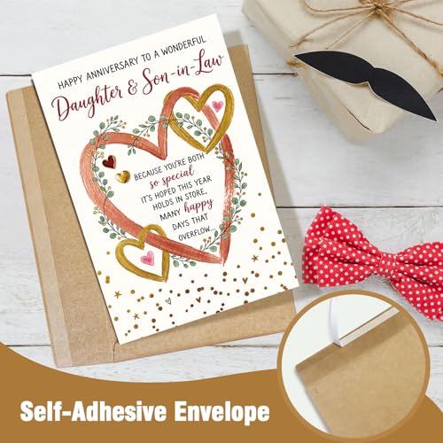 Elegant Anniversary Card for Daughter & Son-in-Law - Heartfelt Design