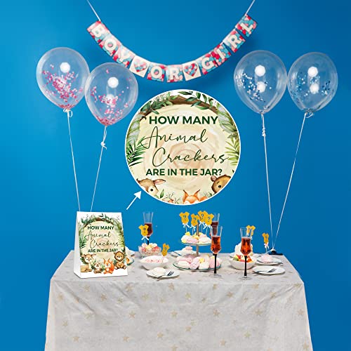 Jungle Safari Baby Shower Game Sign and Guessing Cards Set