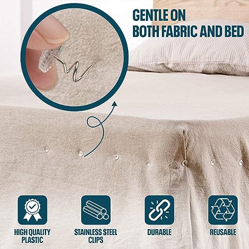 PinTight Bed Sheet Holder Fasteners with Metal Clips - Fits All Mattress Sizes