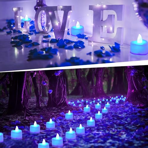 1000pcs Blue Artificial Rose Petals & 12 LED Tea Lights for Decor