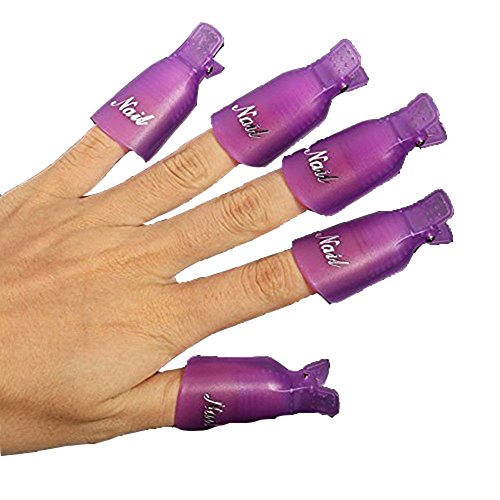 Acrylic Nail Polish Remover Clips 10Pcs Soak Off Cap Wraps Purple